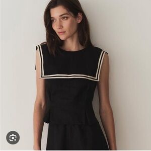 Doen Margie Sailor Top Black and White Size 2 NWT